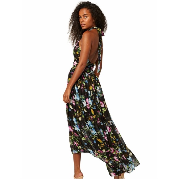MISA Los Angeles Faye Floral Print Halter Gown, X-Small - Picture 2 of 9